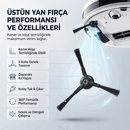 Roborock Qrevo ile Uyumlu 1 Ana Fırça 2 Siyah Yan Fırça 2 Filtre 2 Mop 1 Deterjan 2 Toz Torbası