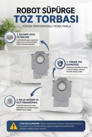 Roborock Qrevo ile Uyumlu 4 Siyah Yan Fırça 4 Filtre 4 Toz torbası 1 Temizlik Bezi