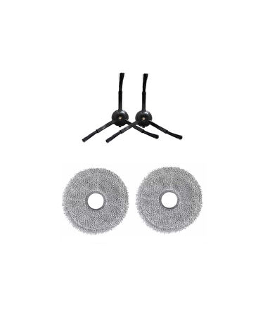 Roborock Qrevo S - Pro - Maxv Uyumlu 2 ADET SİYAH YAN FIRÇA 2 ADET MOP