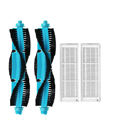 Viomi V2 Max Uyumlu 2 ADET MAVİ ANA FIRÇA 2 ADET FİLTRE