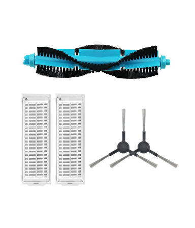 Xiaomi Mop Pro (STYTJ02YM) Uyumlu 1 ADET MAVİ ANA FIRÇA 2 ADET FİLTRE 2 ADET SİYAH YAN FIRÇA