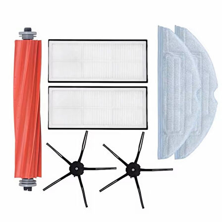 Roborock S7 Max Ultra Uyumlu 1 ADET ANA FIRÇA 2 ADET FİLTRE 2 ADET SİYAH YAN FIRÇA 2 ADET MOP