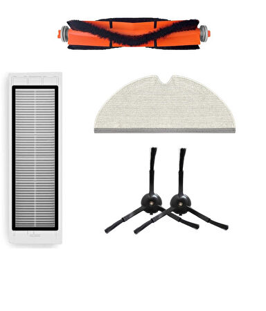 Xiaomi Vacuum Cleaner Global (SDJQR02RR) Uyumlu 1 ADET ANA FIRÇA 1 ADET FİLTRE 1 ADET MOP 2 ADET SİYAH YAN FIRÇA