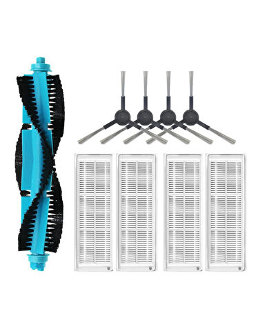 Viomi V2 Uyumlu 1 ADET MAVİ ANA FIRÇA 4 ADET FİLTRE 4 ADET SİYAH YAN FIRÇA