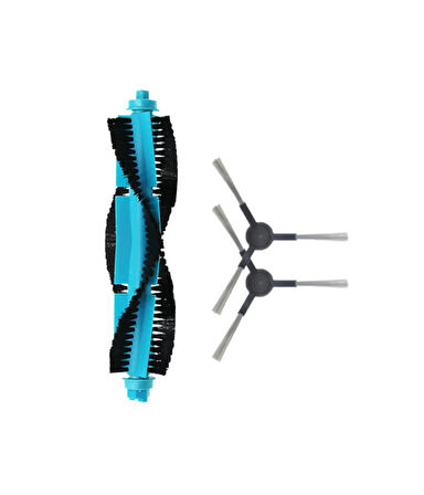 Viomi V3 Uyumlu 1 ADET MAVİ ANA FIRÇA 2 ADET SİYAH YAN FIRÇA