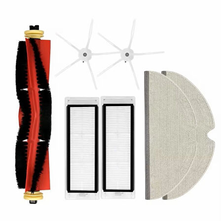 Roborock S6 Uyumlu 1 ADET ANA FIRÇA 2 ADET FİLTRE 2 ADET BEYAZ YAN FIRÇA  2 ADET MOP