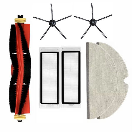 Roborock S6 Maxv Uyumlu 1 ADET ANA FIRÇA 2 ADET FİLTRE 2 ADET SİYAH YAN FIRÇA 2 ADET MOP