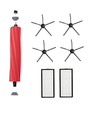 Roborock Q7+ Uyumlu 1 ADET ANA FIRÇA  2 ADET FİLTRE 4 ADET SİYAH YAN FIRÇA