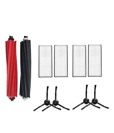 Roborock Q8 Max+ Uyumlu 1 ADET ANA FIRÇA  4 ADET FİLTRE 4 ADET SİYAH YAN FIRÇA