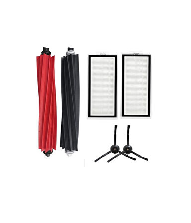 Roborock Q5 Pro Uyumlu 1 ADET ANA FIRÇA 2 ADET FİLTRE 2 ADET SİYAH YAN FIRÇA