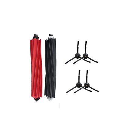 Roborock Q5 Pro Uyumlu 1 ADET ANA FIRÇA 4 ADET SİYAH YAN FIRÇA