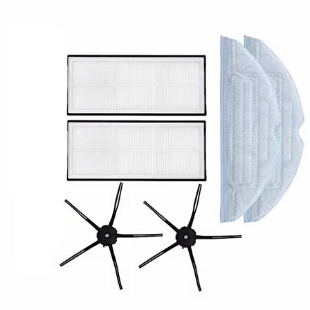 Roborock G10 Uyumlu 2 ADET FİLTRE 2 ADET SİYAH YAN FIRÇA 2 ADET MOP