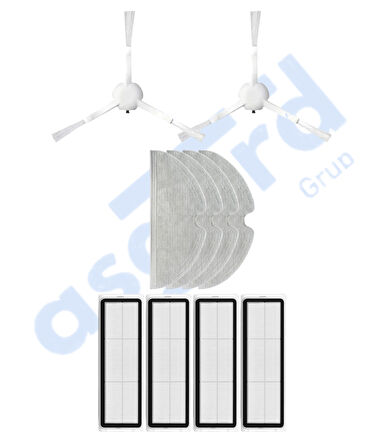 Xiaomi 1C,2C,Mop 2 Uyumlu 2 Yan Fırça 4 Filtre 4 Mop