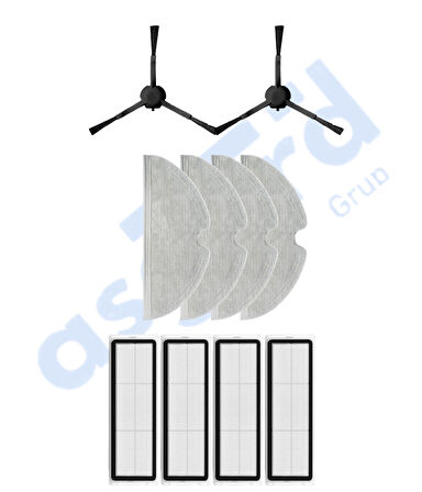 Xiaomi 1C,2C,Mop 2 Uyumlu 2 Yan Fırça 4 Filtre 4 Mop
