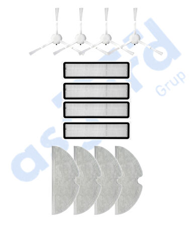 Dreame D9,D9 Max,L10 Pro,D9 Pro Uyumlu 4 Yan Fırça 4 Filtre 4 Mop