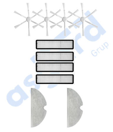Dreame D9,D9 Max,L10 Pro,D9 Pro Uyumlu 4 Yan Fırça 4 Filtre 2 Mop