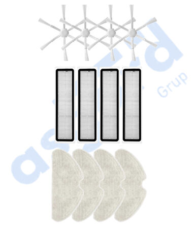 Dreame D10S, D10S PRO, D9 MAX GEN2 Uyumlu 4 Yan Fırça 4 Filtre 4 Mop