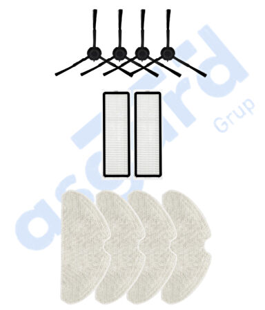 Dreame F9 PRO Uyumlu 4 Yan Fırça 2 Filtre 4 Mop