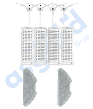 Xiaomi Mop 2 Pro (MJST1SHW) -Mop 2 Lite Uyumlu 4 Yan Fırça 4 Filtre 2 Mop