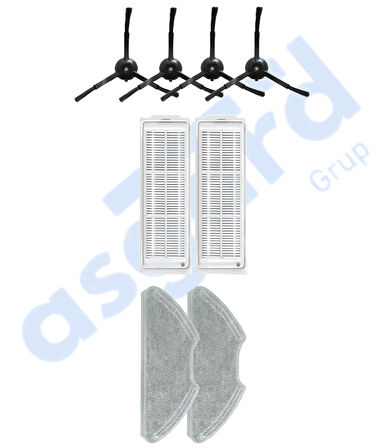 Xiaomi Mop 2 Pro (MJST1SHW) -Mop 2 Lite Uyumlu 4 Yan Fırça 2 Filtre 2 Mop