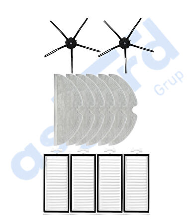 ROBOROCK Q7 , Q7+ , Q7 MAX , Q7 MAX+  Uyumlu 2 Yan Fırça 4 Filtre 6 Mop