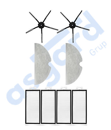 ROBOROCK Q7 , Q7+ , Q7 MAX , Q7 MAX+  Uyumlu 2 Yan Fırça 4 Filtre 2 Mop