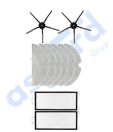 ROBOROCK Q7 , Q7+ , Q7 MAX , Q7 MAX+  Uyumlu 2 Yan Fırça 2 Filtre 6 Mop