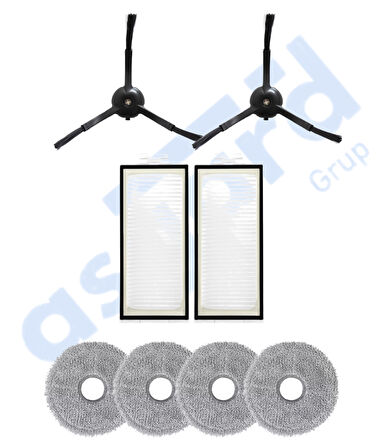 Roborock Q REVO PRO-S-MAXV Uyumlu 2 Yan Fırça 2 Filtre 4 Mop