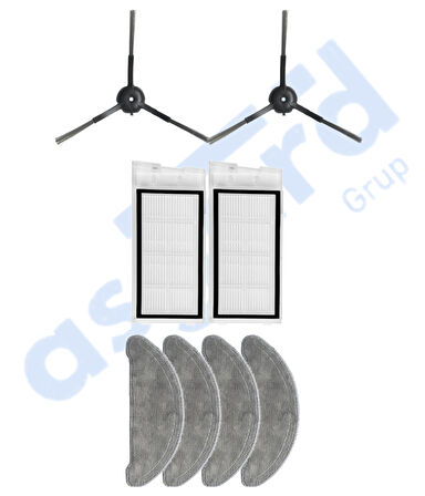 Roidmi Eve - Eve Plus Uyumlu 2 Yan Fırça 2 Filtre 4 Mop
