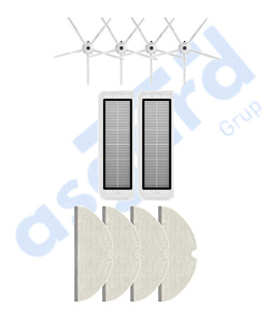 ROBOROCK  S50 – S55 –S5 MAX – S6 – S6 MAXV Uyumlu 4 Yan Fırça 2 Filtre 4 Mop
