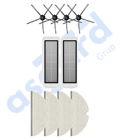 ROBOROCK  S50 – S55 –S5 MAX – S6 – S6 MAXV Uyumlu 4 Yan Fırça 2 Filtre 4 Mop