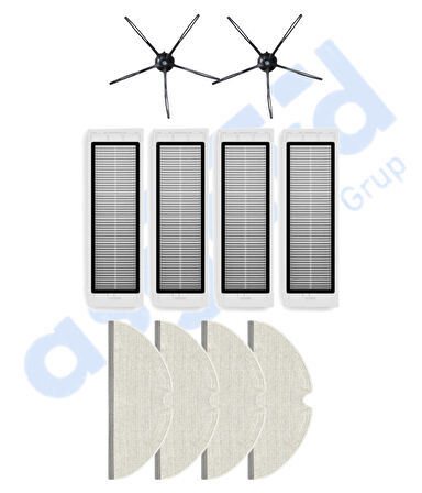 ROBOROCK  S50 – S55 –S5 MAX – S6 – S6 MAXV Uyumlu 2 Yan Fırça 4 Filtre 4 Mop