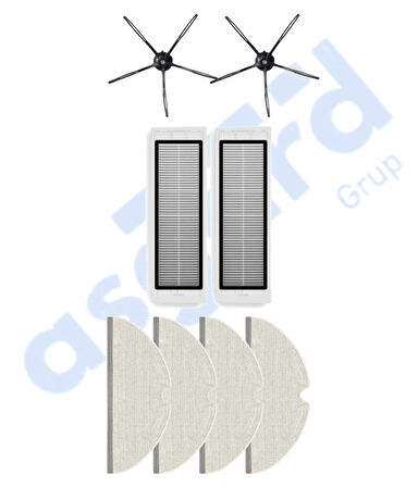 ROBOROCK  S50 – S55 –S5 MAX – S6 – S6 MAXV Uyumlu 2 Yan Fırça 2 Filtre 4 Mop