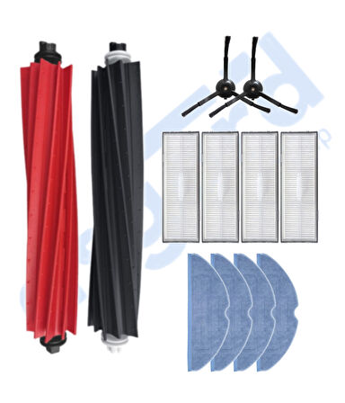 ROBOROCK S8 , S8+ ,S8 PRO-PRO ULTRA UYUMLU 1 Ana Fırça 2 Yan Fırça 4 Filtre 4 Mop