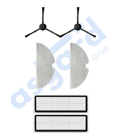 Dreame F9 - Z10 Pro Uyumlu 2 Yan Fırça 2 Filtre 2 Mop