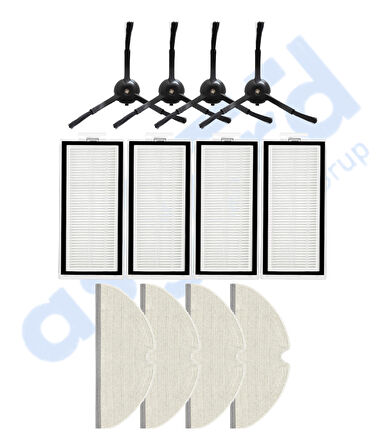 ROBOROCK Q8 MAX , Q8 MAX+ UYUMLU 4 Yan Fırça 4 Filtre 4 Mop