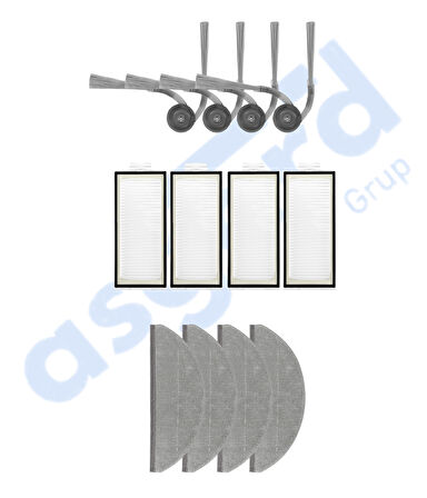 ROBOROCK S8 PRO/S8 PRO+/Q8+/Q8 MAX PRO+ Uyumlu 4 Yan Fırça 4 Filtre 4 Mop
