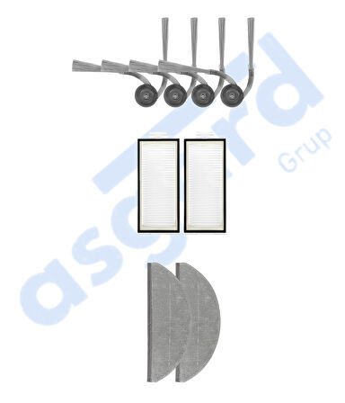 ROBOROCK S8 PRO/S8 PRO+/Q8+/Q8 MAX PRO+ Uyumlu 4 Yan Fırça 2 Filtre 2 Mop
