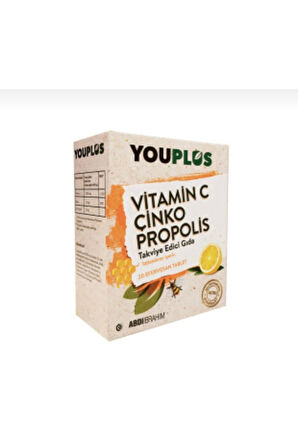 3 KUTU YOUPLUS VİTAMİN C, ÇİNKO, PROPOLİS EFERVESAN TABLET TAKVİYE EDİCİ GIDA 20 TABLET