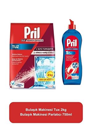 Pril Bulaşık Makinesi Parlatıcı 750ml Bulaşık Makinesi Tuzu 2kg Pril Set