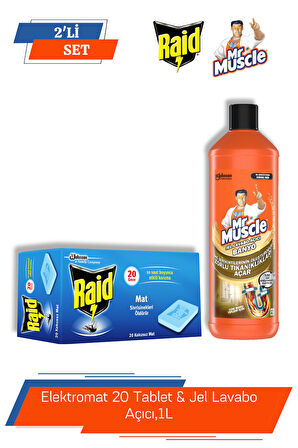 Raid Elektromat 20 Tablet & Mr. Muscle Jel Lavabo Açıcı,1L