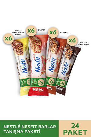 Nestlé Nesfit Çilekli & Çikolatalı & Sütlü Çikolatalı Muzlu & Karamelli Tam Tahıllı Bar 4x6x23,5g 