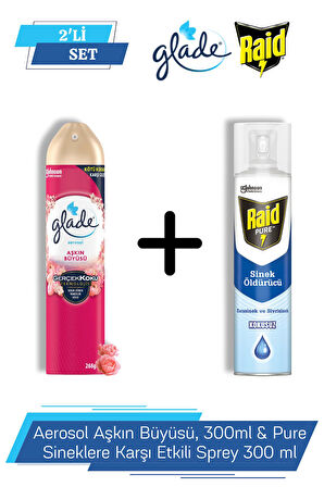 Aerosol Aşkın Büyüsü, 300ml & Raid Pure Sineklere Karşı Etkili Sprey 300 ml