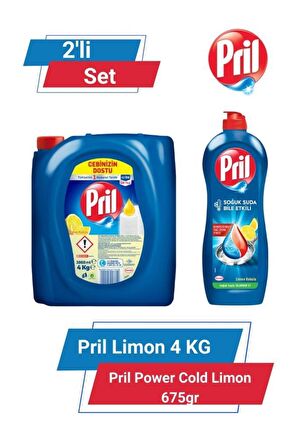 Pril power cold Limon 675Gr + Limon 4 kg 2'li Set