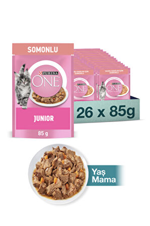 PURINA ONE Junior Somonlu Yaş Yavru Kedi Maması 26x85g