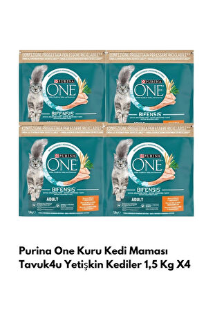 Purina One Kuru Kedi Maması Tavuklu Yetişkin Kediler 1,5 KgX4