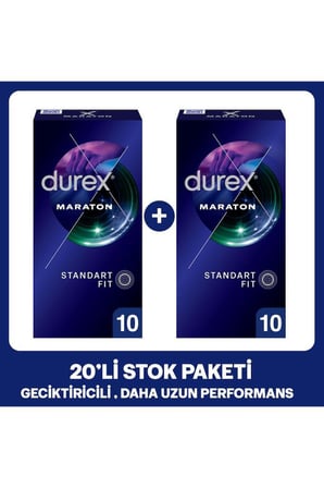 Maraton Geciktiricili Prezervatif 20'li Stok Paketi 2x10 Standart Fit Kayganlaştırıcılı Orijinal