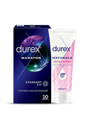 Maraton 10’lu Prezervatif + Naturals Ekstra Hassas Kayganlaştırıcı Jel 100 ml Set