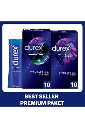 Maraton 10’lu + Karşılıklı Zevk 10’lu Prezervatif + Hisset Jel 50 ml Set