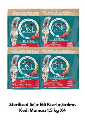 Sterilised Sığır Etli Kısırlaştırılmış Kedi Maması 1,5 kgX4